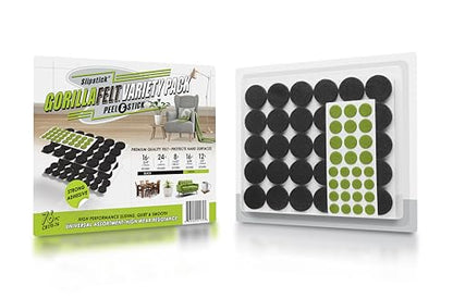 Slipstick Gorilla Felt Furniture Pads (76 Piece Variety Pack) Premium Furniture Pads & Chair Leg Floor Protectors for Hardwood Floors & Hard Surfaces - size: 76 Piece Variety Pack