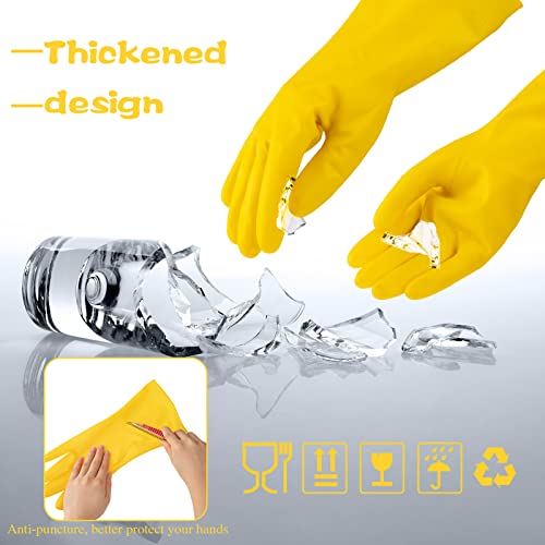 Rubber Reusable Gloves Long Household Dishwashing Gloves Kitchen Cleaning for Dishes Clean Gardening - color: Yellow, size: Large