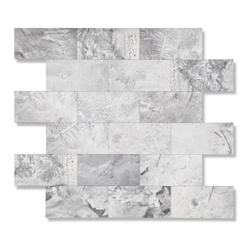 2026 New Upgrade Peel and Stick Backsplash Tile, Peel and Stick 11.34" X 11.57" Wall Tile for Kitchen, Bathroom, Fireplace, Laundry (Gray Stone, 10 Packs) - color: Gray Stone