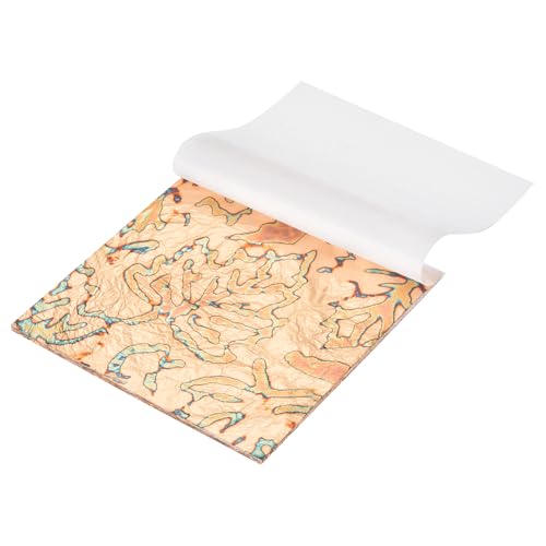 MECCANIXITY 5 Sheet Gold Leaf Sheets, 5.5"x5.5" Imitation Gold Foil Sheets Variegated Booklet Paper for Crafts, Picture Frames, Nails and DIY Arts Decoration,Bronze Leaves - color: Bronze Leaves
