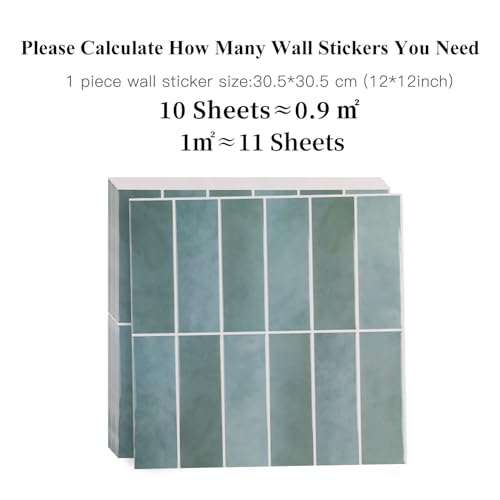 Alwayspon 12×12inch×10Pcs 2.5mm Thick Version Turquoise Marble Style 3D Vinyl Backsplash Tiles, Self-Adhesive Peel and Stick Wall Tile Stickers Stick on Subway Tiles for Kitchen Bathroom Wall - color: Turquoise