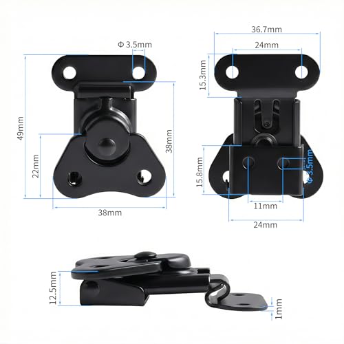 2 Pcs Butterfly Twist Latch, Small, Black, Iron, 1.61" X 1.52" - size: Electrophoretic-Plated Iron