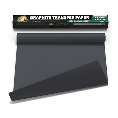 MyArtscape Graphite Transfer Paper Roll - 17 x 15 ft Black Waxed - size: 17" x 15ft