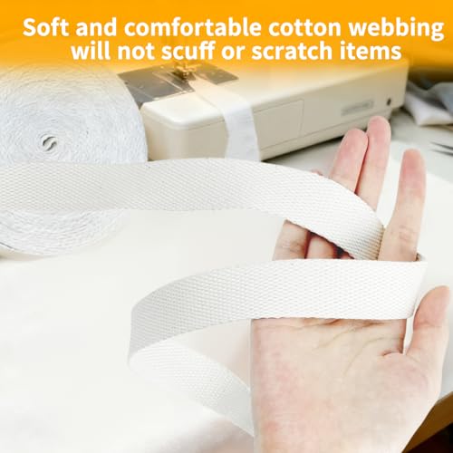 Natural Heavy Cotton Webbing 1 Inch, 12 Yards Cotton Webbing Strap for Rug Binding Trim, Seam Reinforcement & Homemade Cloth Belt Supplies - size: Width: 1 Inch