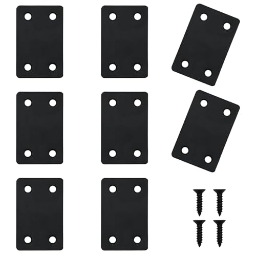 8 PCS Black Metal Flat Mending Plate, 2.36'' x 1.5'' Stainless Steel Bracket, Straight Mending Plates for Furniture Corner Braces with Screws - size: 2.36'' x 1.5''