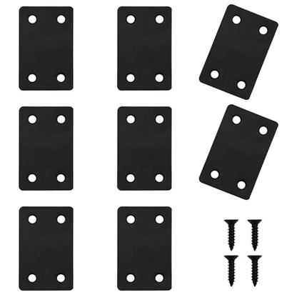 8 PCS Black Metal Flat Mending Plate, 2.36'' x 1.5'' Stainless Steel Bracket, Straight Mending Plates for Furniture Corner Braces with Screws - size: 2.36'' x 1.5''