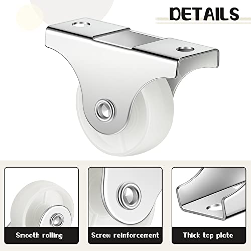 Maitys 24 Pcs Small Rigid Caster Wheels Metal Plate Screws,1 Inch,White - color: White, size: 1 Inch