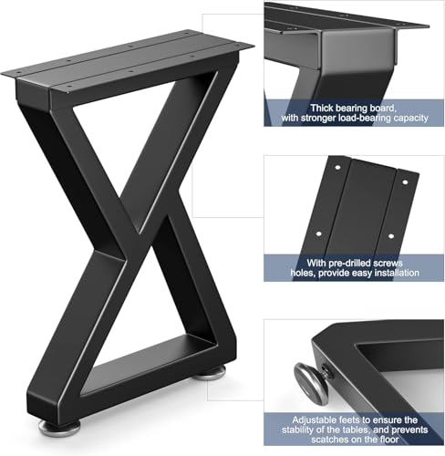 28" Metal Coffee Table Legs, Z-Type Set of 2, 71 cm H x 45 cm W - size: 28" Z-Type