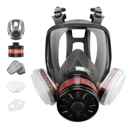 Gas Mask for Chemical, Full Face Respirator for Spray Paint - color: Grey