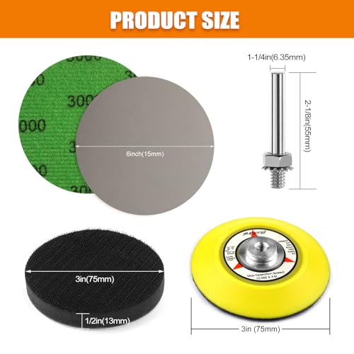 POLIWELL 3 Inch Sanding Discs 100PCS Heavy Duty Silicon Carbide