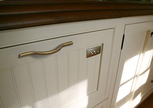 Goo-Ki Low Profile Antique Brass Cabinet Pulls, Double Hole Centers(11.4''/12.6'') Zinc Alloy Handle for Drawer Cupboard Wardrobe,6 Packed - color: Antique Brass, size: 11.3'/12.6'' Hole Centers