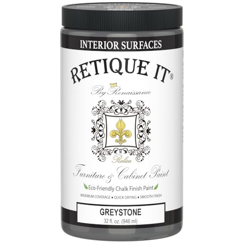Retique It Chalk Furniture Paint, 32 Fl Oz (Pack of 1), 06 Greystone - color: 06 Greystone, size: 32 Fl Oz (Pack of 1)