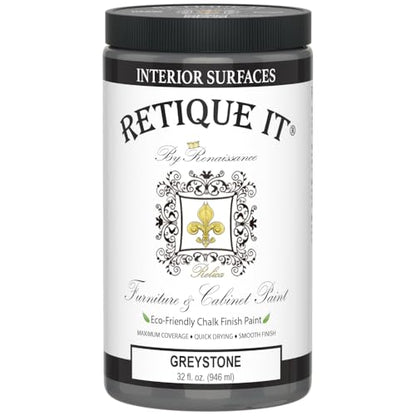 Retique It Chalk Furniture Paint, 32 Fl Oz (Pack of 1), 06 Greystone - color: 06 Greystone, size: 32 Fl Oz (Pack of 1)