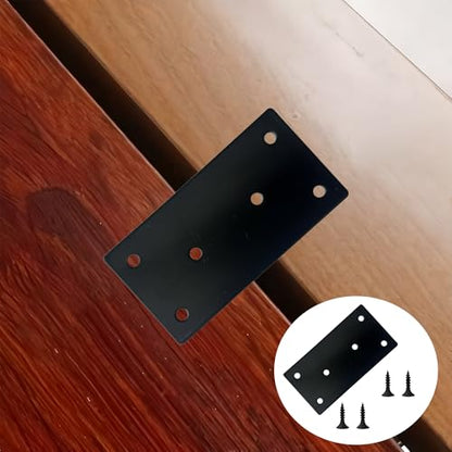 6PCS Stainless Steel Flat Mending Plates Black Straight Brace Brackets Metal Fixing Joining Repair Bracket for Wood Furniture Cabinet Shelves with Screws Hardware Kit(3.93”x2”) - size: 3.93”x2”