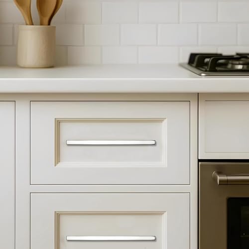 khtumeware 10 Pack 3-1/2 inch(89mm) Hole Center Polished Nickel Cabinet Pulls Solid Heavy-Duty Square Cabinet Handles Drawer Pulls Kitchen Cabinet Hardware Kitchen Handle - color: Polished Nickel, size: 3-1/2 inch(89mm) hole center