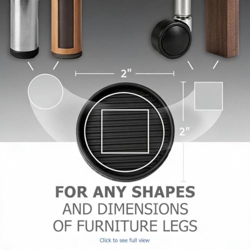 Non Slip Furniture Pads for Hardwood Floors -Yelanon 12Pcs 2” Coasters Cups - color: 12pcs2"round Black