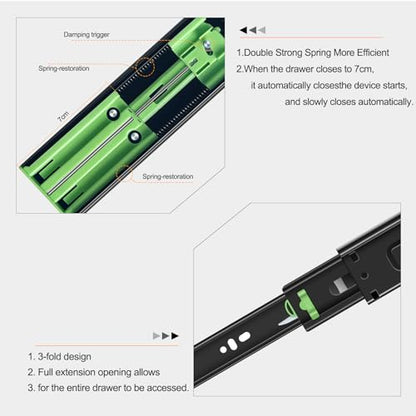 22 inch Soft Close Drawer Slides 6 Pairs Ball Bearing Full Extension Cabinet Drawer Slides 3 fold, Side Mount, 100 LB Capacity Heavy Duty Drawer Slide 22" Black - size: 22inch(550mm), style: Black-6