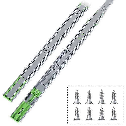 1 Pairs 22 inch Soft Close Drawer Slides Side Mount, 3 fold Full Extension Ball Bearing Drawer Runners, self Closing Heavy Duty Drawer Glide Rails for Kitchen Cabinet, Tool Box - size: 22 Inch