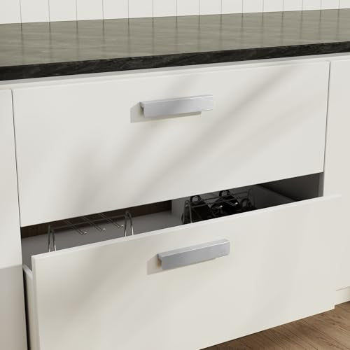Peaha 10 Pack 6-5/16" Brushed Nickel Cabinet Handles Finger Edge Pulls - color: Brushed Nickel, size: 6-5/16" Hole Center