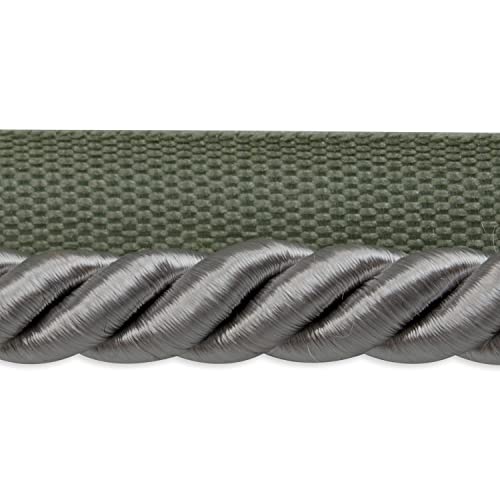 Trims by the Yard Hilda 3/8" Twisted Lip Cord Trim, Versatile Trim for DIY Crafts, Picture Frames, Home Decor, and Fashion Items, 10-Yard Cut, Light Gray - color: Light Gray