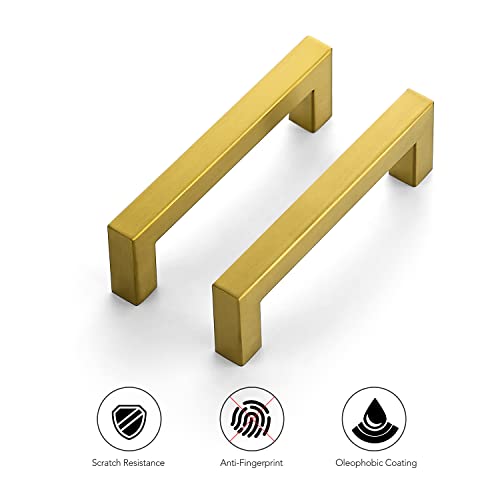 Ravinte Brushed Brass Square Cabinet Handles Drawer Pulls 4 Inch 30 Pack - color: Brushed Gold