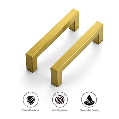 Ravinte Brushed Brass Square Cabinet Handles Drawer Pulls 4 Inch 30 Pack - color: Brushed Gold