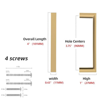 Champagne Bronze Kitchen Cabinet Pulls 3-3/4 Inch 10 Pack - color: Champagne Bronze, size: 3-3/4'' Hole Center(96mm)
