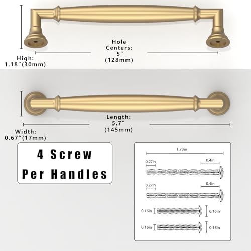 10 Pack Champagne Bronze Cabinet Pulls 5 Inch(128mm) Kitchen Cabinet Handles Solid Zinc Alloy Cabinet Hardware Drawer Pulls - color: Champagne Bronze, size: 5" Hole Center