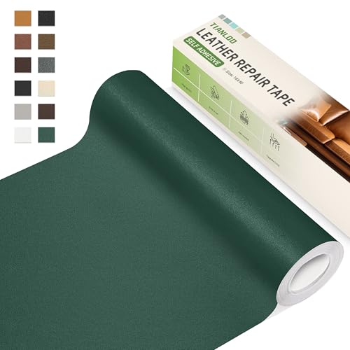 TIANLDD Leather Repair Tape,16 x 80 Inches Self Adhesive Leather Repair Patch，Leather Repair Kit for Furniture，Couches,Car Seats,Cabinets,Handbags(Dark Green-Fine Lines) - color: Dark Green-Fine Lines, size: 16" x 80"