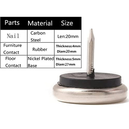Dia Nail On Furniture Glides for Chairs, Tables - Furnigear Nickel Base Cushioned Furniture Nails - Allowing Chairs to Glide Effortlessly Over Carpet Floors (1-1/8", 20 Pack-Silver Gray) - size: 1-1/8" Silver Gray (20pcs)