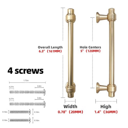 Champagne Bronze Kitchen Cabinet Pulls 5 Inch 10 Pack - color: Champagne Bronze, size: 5" Hole Center(128mm)