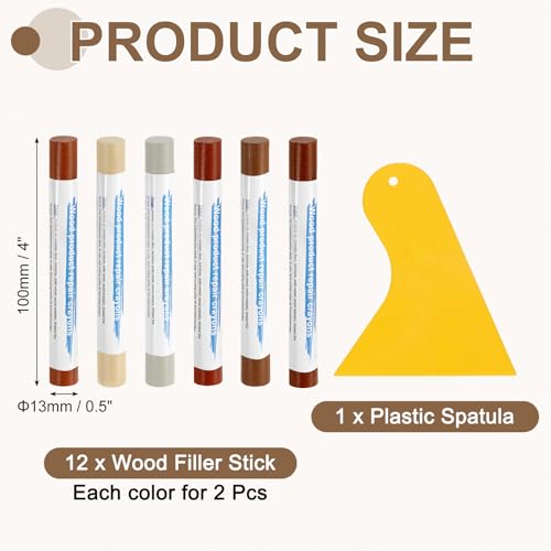 uxcell 12Pcs Wood Filler Sticks Kit, 12 Colors Red & Brown Series - color: Red Brown Series