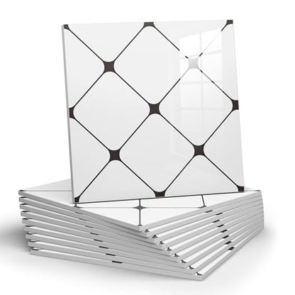 Chejiaye Peel and Stick Backsplash Tiles 10-Pack - White Geometric Self-Adhesive PVC Wall Panels, Waterproof Kitchen Backsplash Stick on Tile for Kitchen,Bathroom, Laundry Room Walls (11.8"x11.8") - color: White Geometry, size: 11.8" x 11.8" x 10Pack