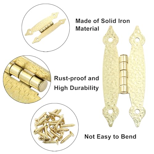 Murtenze 3.5 Inch Gold Antique H Hinges, 4 Pack - color: Gold