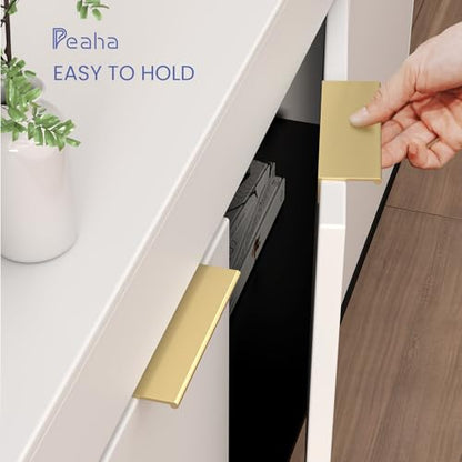 Peaha 25 Pack Kitchen Cabinet Handles 3-3/4" Matte Gold Pulls Edge Pulls - color: Matte Gold, size: Hole Centers:3-3/4in(96mm)