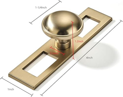 khtumeware 5 Pack 1-1/4 Inch Brushed Brass Cabinet Knobs Backplate with Base Plate Zinc Brushed Gold Kitchen Cabinet Handles Drawer Pulls Cabinet Hardware - color: Brushed Brass, size: Knobs