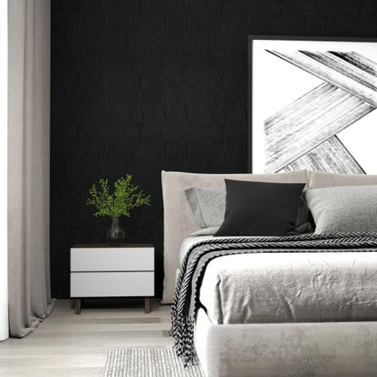 Black Wood Grain Peel and Stick Wallpaper Waterproof Thick Vinyl Contact Paper Removable Self Adhesive Wallpaper for Cabinets Countertops Furniture Shelves Walls Easy to Clean 17.7" × 118" - color: Black, size: 17.7" x 118"