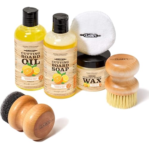 CLARK'S Food Grade Cutting Board Full Care Kit, Orange Lemon Scent - 6 Pack - style: Orange & Lemon Extracts (Full Care Set)