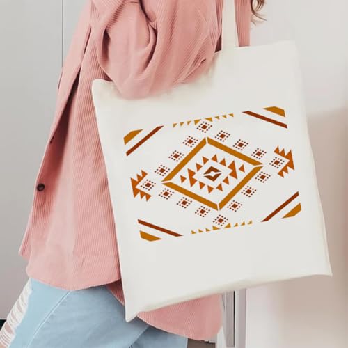 FINGERINSPIRE 4 Pcs Aztec Patterns Painting Stencil with Paintbrush 11.7x8.3inch Reusable Canvas Aztec Stencil for Crafts Geometric Boho Borders Pattern Stencils for Painting on Fabric, Wood, Walls - style: Aztec Patterns