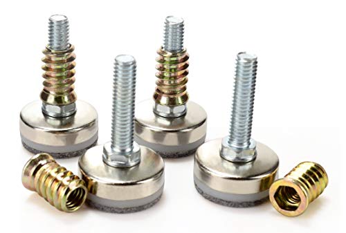 Leveling Feet 4PK with 3/8"-16 Thread Inserts and Felt Pads - size: D35mm Silver