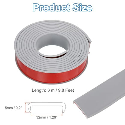 PATIKIL TPE U-Shape Edge Banding, 1-1/4 Inch x 9.8ft Self Adhesive Flexible Veneer Edging Trim Furniture Edge Protector for Shelf Cabinet Table Repair Restoration, Grey - size: 9.8Ft x 1.26"