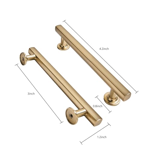 Khtumeware 10 Pack 3 Inch(76mm) Brushed Brass Cabinet Pulls - Kitchen Solid Heavy Duty Brushed Gold Cabinet Hardware for Cupboard Drawer Handles and Dresser Pulls - color: Brushed Brass, size: 3"(76mm) Hole Center