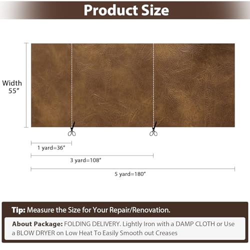 Faux Leather 1.0mm Upholstery Fabric by the Yard 8 Yard Tan Brown - color: Tan Brown, size: 8 Yard