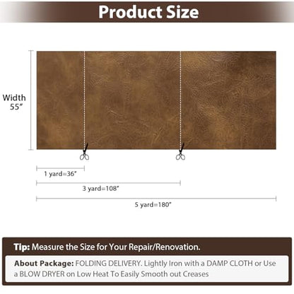 Faux Leather 1.0mm Upholstery Fabric by the Yard 8 Yard Tan Brown - color: Tan Brown, size: 8 Yard