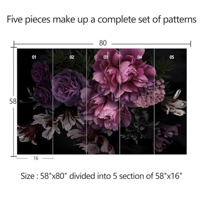 Purple Peony Flower Wallpaper with Peel-and-Stick backing-58 x80 - color: ZZSL-03, size: 58"x80"