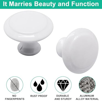 White Cabinet Knobs 25 Pack, Round Dresser Drawer Knobs 1.16 inch Drawer Pulls for Kitchen, Dressers and Closets - color: White