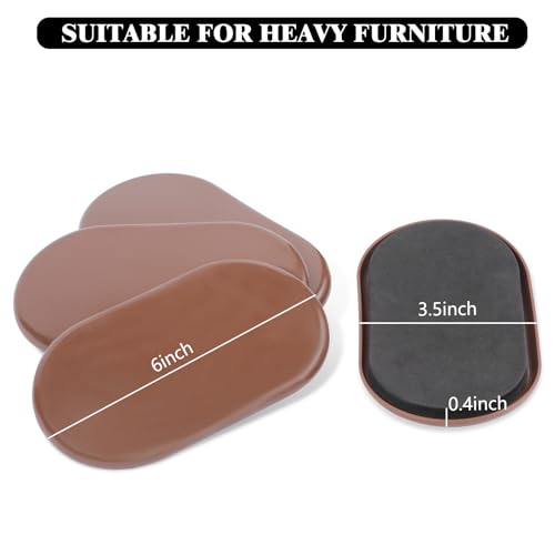 8 Pack Furniture Slider, 3-1/2" x 6" Oval Heavy-Duty Furniture Movers - color: Brown, size: 3-1/2" x 6"(For Carpet)