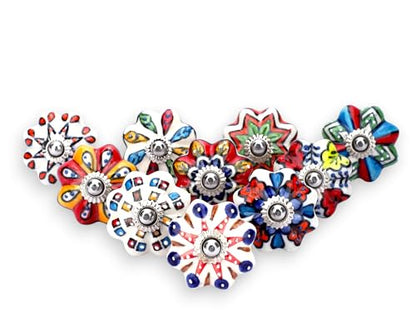 Ajuny Ceramic Cabinet Knobs Set 10 Multicolor Dotted Pumpkin Drawer Pulls