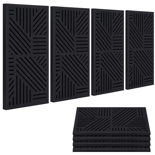 BUBOS 4 Pcs Decor Acoustic Panel 23.6x11.8" Self Adhesive Acoustic Wall Art - color: Black