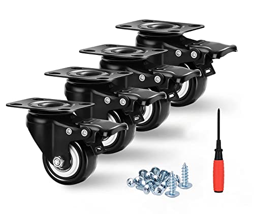 2" Caster Wheels Set of 4, Heavy Duty Casters with Brake - size: 2 inch